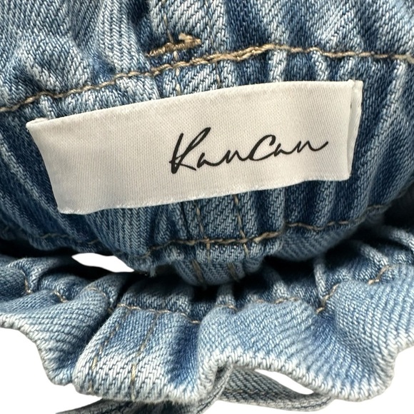 KanCan Womens Paperbag Denim High Rise Shorts Sz Small Drawstring Blue Pockets - Picture 6 of 6